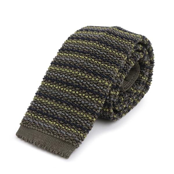 ☆美品☆HERMES エルメス　ニットタイ　ネクタイ　シルク100% グレー HERMES（エルメス） （美品）HERMES ニットタイ Hロゴ 刺繍 シルク100