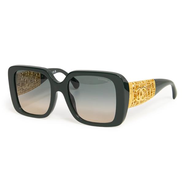 （美品）シャネル CHANEL スクエア シェイプ アイウェア ココマーク サングラス メガネ 眼鏡 アセテート メタル グリーン ゴールド金具 5532-A CHANEL（シャネル） （美品）シャネル スクエア シェイプ アイウェア