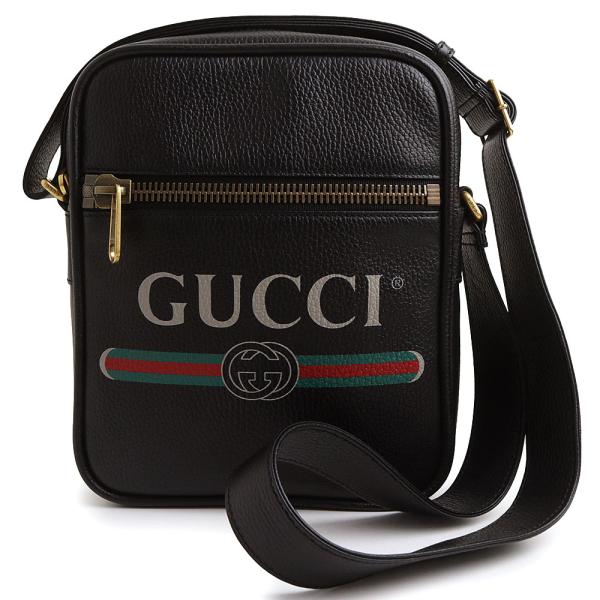 （未使用　展示品）グッチ GUCCI ロゴ プリント メッセンジャー ショルダーバッグ 斜め掛け レザー ブラック アンティークゴールド金具 523591 GUCCI（グッチ） （未使用 展示品）グッチ ロゴ プリント