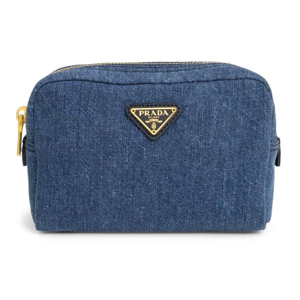 PRADA プラダ 三角ロゴ デニム ミニポーチ 小物入れ 化粧ポーチ PRADA（プラダ） （未使用 展示品）PRADA 1NA021 三角ロゴプレート