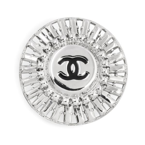 極美品★CHANEL シャネル P76887 ココマークボタン付 ラメ 長袖 プルオーバー ホワイト ゴールド 38 保存袋付き イタリア製 正規品 レディース シャネル CHANEL ブローチ ココマーク CCマーク ゴールド シルバー