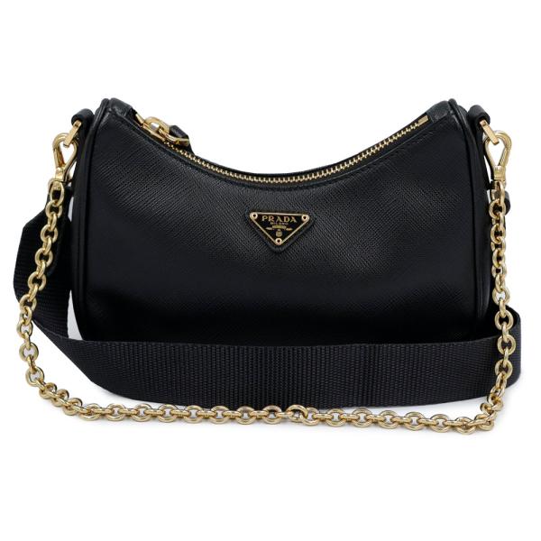 プラダ 1BH174 サフィアーノ ラックス チェーン  2way SAFFIANO LUX レザー ブラック ショルダーバッグ 斜め掛け ゴールド金具 PRADA（未使用　展示品） PRADA（プラダ） （未使用 展示品）PRADA 1BH174 サフィアーノ