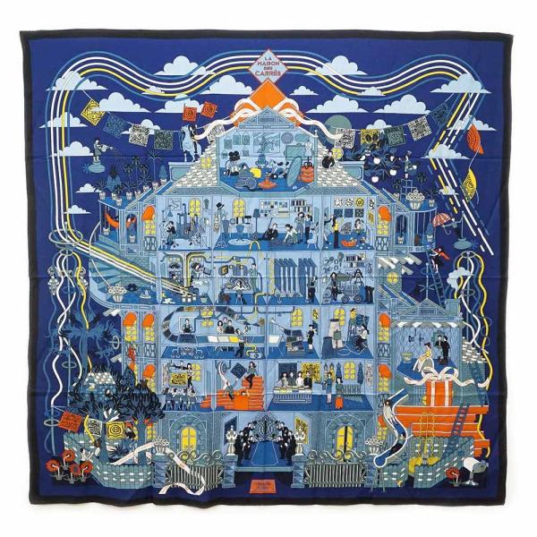 エルメス HERMES LA MAISON DES CARRES H242941S カレジェアン140 ショール エルメス HERMES LA MAISON DES CARRES H242941S カレジェアン140