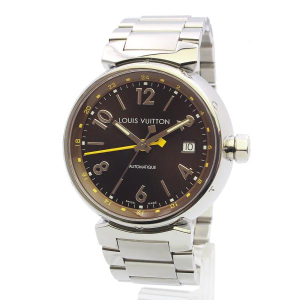 ルイ ヴィトン Q1131 タンブール GMT 自動巻き ステンレススチール シルバー ブラウン 腕時計 ギャラ 保証書 箱付 LOUIS VUITTON（中古） LOUIS VUITTON（ルイ・ヴィトン） （中古）LOUIS VUITTON ルイ