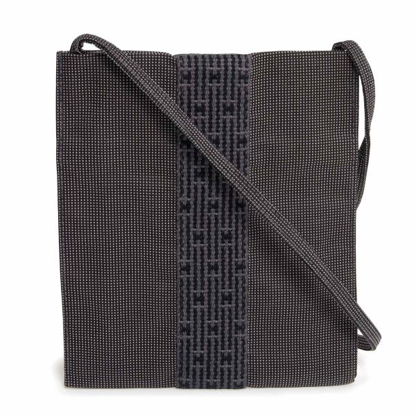 （中古）HERMES エルメス エールライン ポシェット キャンバス グレー ショルダーバッグ 斜め掛け