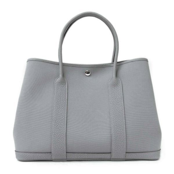 （新品・未使用品）HERMES エルメス ガーデンパーティ 36 PM トワルオフィシエ ネゴンダ グリパンタン グレー K刻印 ハンドバッグ キャンバス シルバー金具