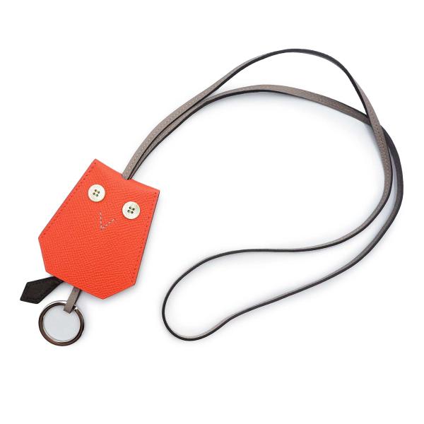 （新品・未使用品）HERMES エルメス petit h イブトン クロシェット H フクロウ エプソン ブーゲンビリア グリアスファルト レッド ネックレス キーリング