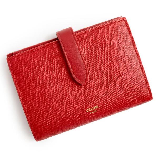 (新品・未使用品)セリーヌ CELINE グレインカーフ レザー ミディアム ストラップ ウォレット 二つ折り財布 レッド 赤 10B643BFP (新品・未使用品)セリーヌ CELINE グレインカーフ レザー ミディアム ストラップ ウォレット 二つ折り財布 レッド 赤 10B643BFP