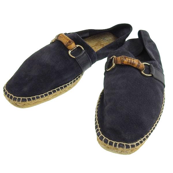 グッチ GUCCI バンブー エスパドリーユ フラットシューズ メンズ 靴 紺 