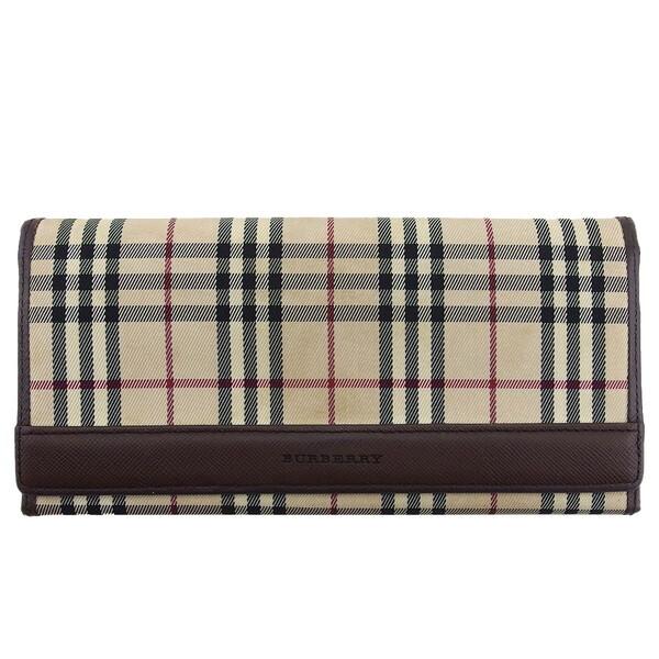 【BIGお買い物ラリー★30%OFFセール中】バーバリー BURBERRY 長財布ノバチェック ブラウン×シルバー×ノバチェック レディース 中古 BURBERRY（バーバリー） 【年末ラストセール☆30%OFF】バーバリー 長