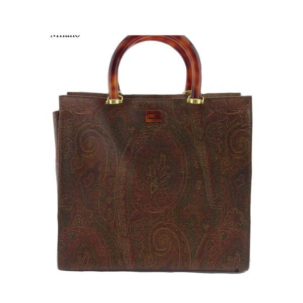 【BIGお買い物ラリー★30%OFFセール中】エトロ ETRO ハンドバッグペイズリー ブラウン系 ゴールド レディース 中古 ETRO（エトロ） 【初売りSALE☆30%OFF】エトロ ハンドバッグ