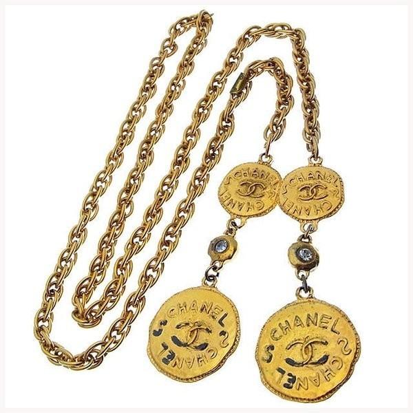 シャネル ネックレス アクセサリー レディース ヴィンテージ ココマークコイン ゴールド×クリア 中古 シャネル ネックレス アクセサリー レディース ヴィンテージ ココマークコイン ゴールド×クリア 中古