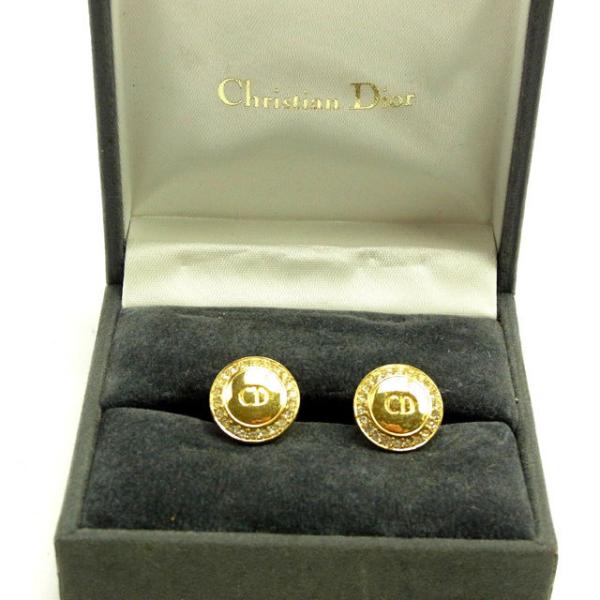 ディオール Dior カフス CDマーク ラインストーン付き スウィヴル式