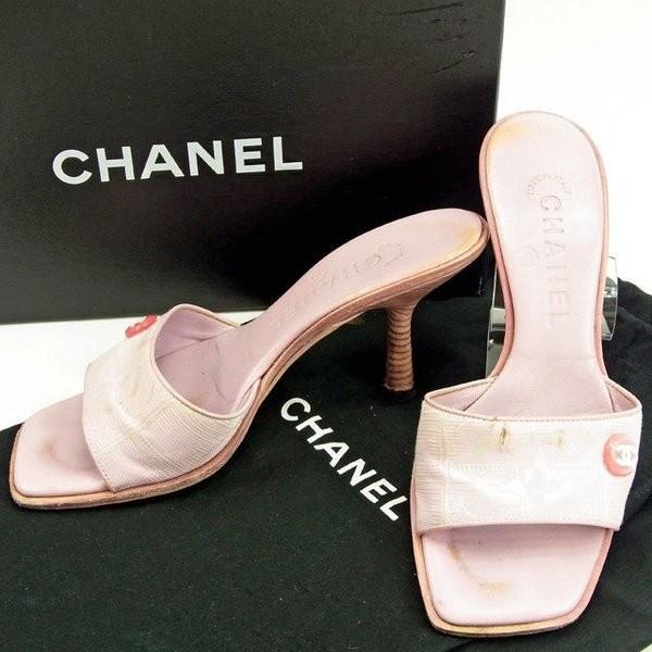 CHANEL シャネル ミュール サンダル ピンク トラベルライン - 靴