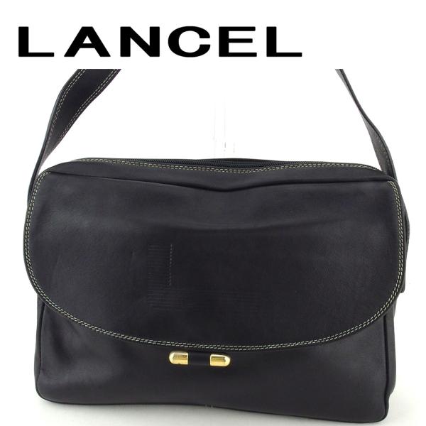 【BIGお買い物ラリー★30%OFFセール中】ランセル LANCEL ショルダーバッグロゴプレート ブラック×ゴールド レディース 中古 branddepot-tokyo_t17311