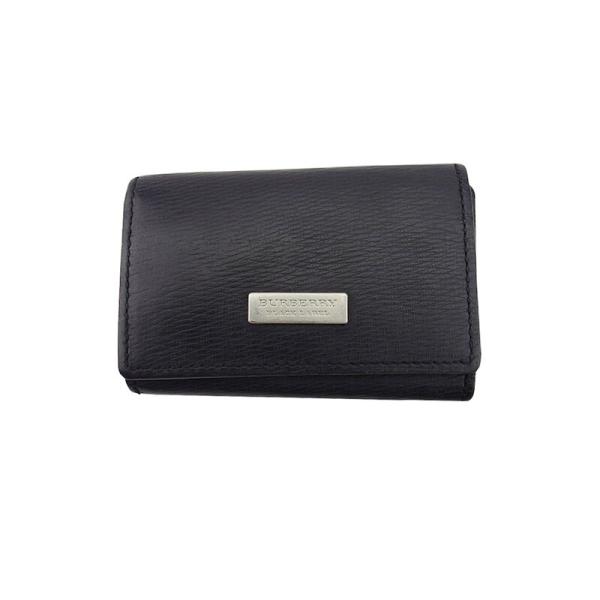 【BIGお買い物ラリー★30%OFFセール中】バーバリーブラックレーベル BURBERRY BLACK LABEL キーケースロゴプレート ブラック シルバー レディース 中古 BURBERRY BLACK LABEL（バーバリーブラックレーベル） 【初売りSALE