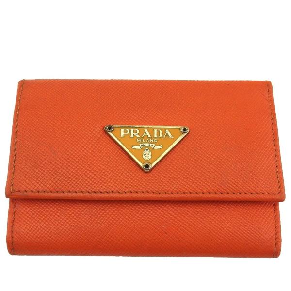 新品未使用　PRADA キーケース 三角ロゴ 6連 サフィアーノレザー オレンジ PRADA（プラダ） 【週末タイムセール☆30％OFF】プラダ キーケース