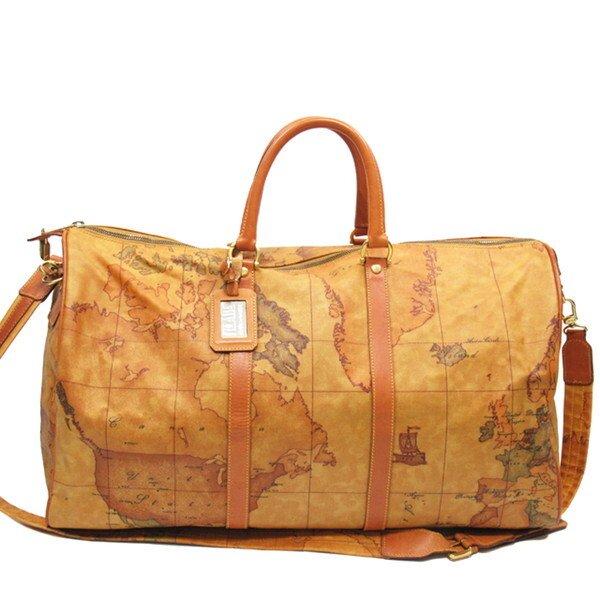 【BIGお買い物ラリー★30%OFFセール中】プリマクラッセ PRIMA CLASSE ボストンバッグ地図柄 2WAYショルダー ベージュ ブラウン系 レディース 中古 PRIMA CLASSE（プリマクラッセ） 【年末ラストセール☆30%OFF】プリマ