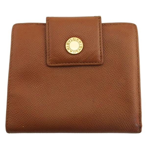 【BIGお買い物ラリー★30%OFFセール中】ブルガリ BVLGARI 二つ折り財布クラシコ ロゴボタン ライトブラウン ゴールド レディース 中古 branddepot-tokyo_t24960