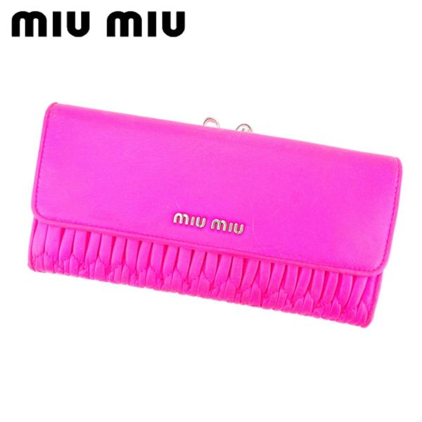 本物 未使用 ■ミュウミュウ■スモールウォレット マテラッセ ピンク がま口財布 miu miu（ミュウミュウ） がま口 財布 長財布 レディース マテラッセ