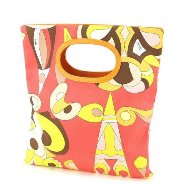 【X'masセール★30%OFF】エミリオプッチ Emilio Pucci トートバッグプッチ（柄） オレンジ　ブラウン レディース 中古 30%OFFクーポン】エミリオ プッチ トートバッグ クラッチバッグ