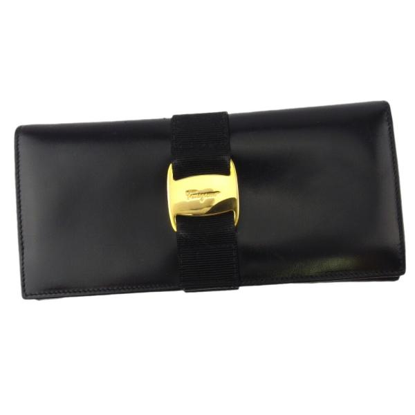 【BIGお買い物ラリー★30%OFFセール中】サルヴァトーレフェラガモ Salvatore Ferragamo 長財布ヴァラ ブラック ゴールド レディース 中古 初売りSALE☆30%OFFクーポン】サルヴァトーレフェラガモ Salvatore