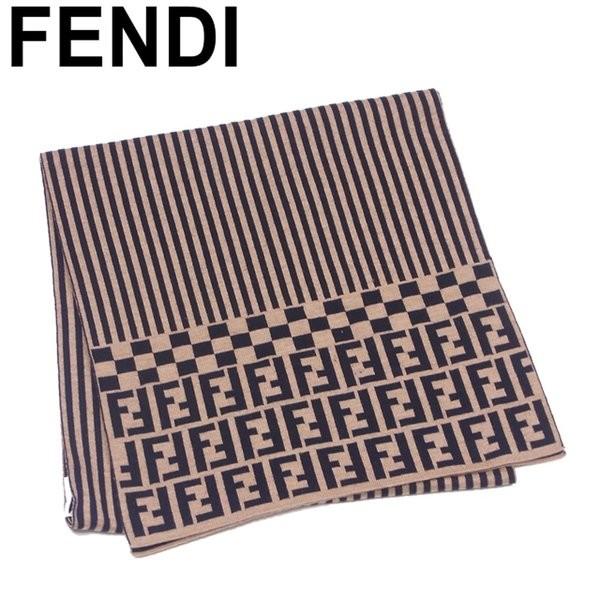 フェンディ Fendi 期間限定で特別価格 マフラー ズッカ ベージュ メンズ 訳あり レディース ブラック 中古