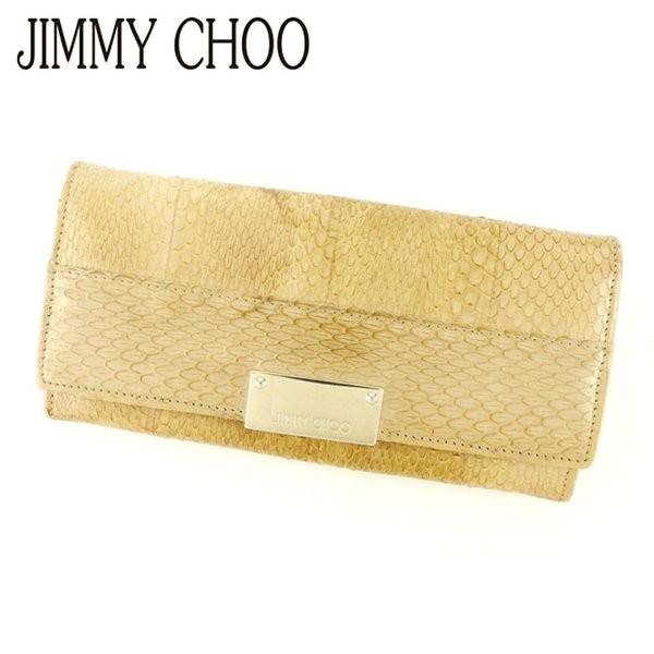 ジミーチュウ Jimmy Choo 長財布 期間限定の激安セール ファスナー付き 財布 レディース 人気 ロゴプレート パイソン C3262 良品 中古