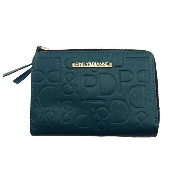 【BIGお買い物ラリー★30%OFFセール中】ピンキーアンドダイアン Pinky＆Dianne 長財布P＆D柄 ラメ入り ロゴプレート ラインストーン グリーン レディース 中古 年末ラストセール☆30%OFFクーポン】ピンキーアンドダイアン