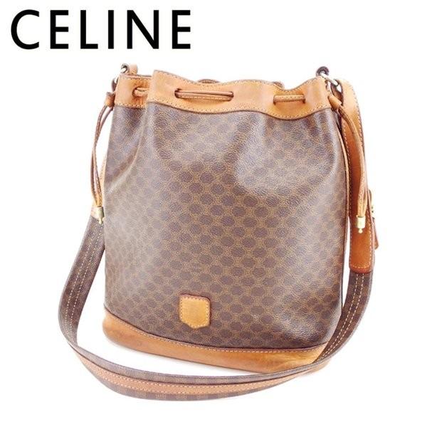 セリーヌ Celine バッグ ショルダーバッグ マカダム ブラウン Bag 送料無料 当日発送可能 メンズ レディース 中古 ゴールド ベージュ