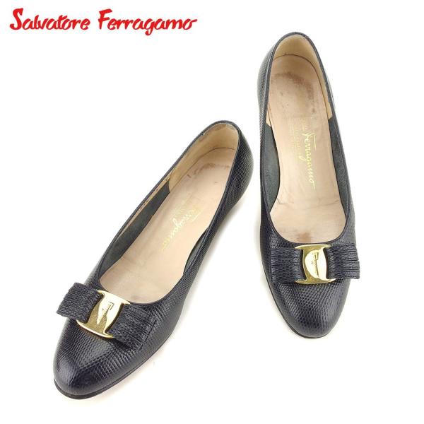 サルヴァトーレ フェラガモ Salvatore Ferragamo パンプス シューズ お得 靴 レディース 人気 ヴァラリボン G1444 セール 5c 中古 リザード調