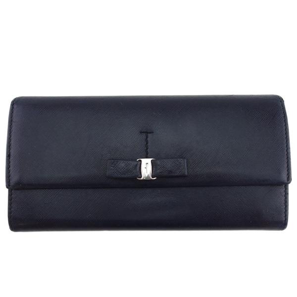 【美品】Salvatore Ferragamo 黒 ネイビー　リボン 24cm 美品】Salvatore Ferragamo 黒 ネイビー リボン 24cm 美品】Salvatore