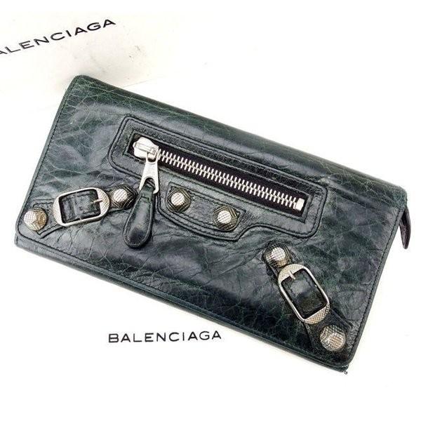 バレンシアガ Balenciaga 財布 長財布 中古 レディース グリーン 男女兼用