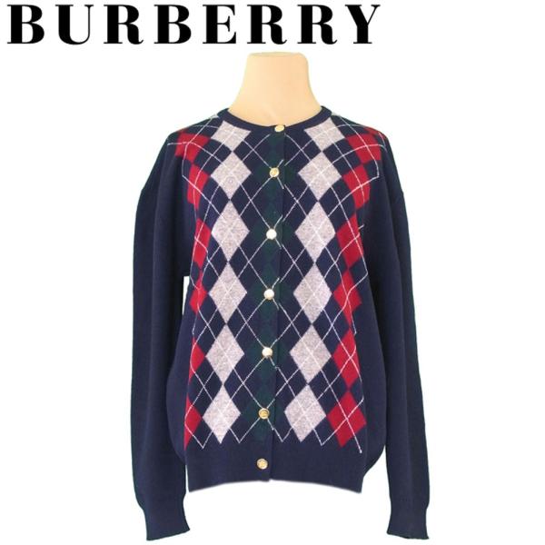 バーバリー Burberry ニット カーディガン セーター レディース チープ 38サイズ ヴィンテージ アーガイル 人気 中古 H654