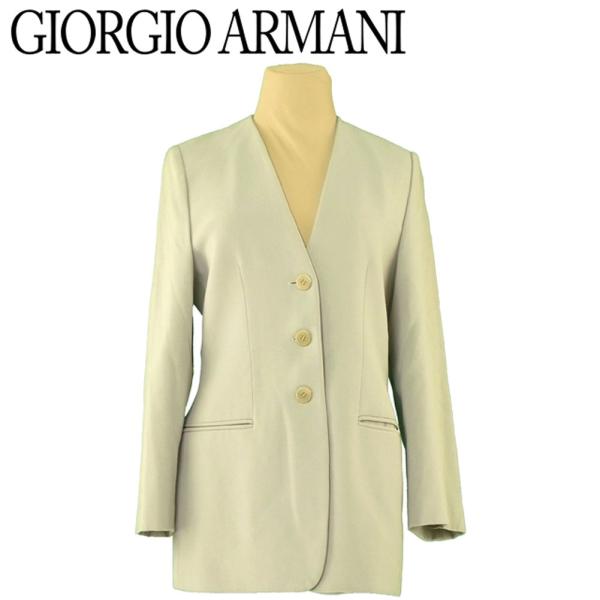 ジョルジオ アルマーニ Giorgio Armani ジャケット 3つボタン ノーカラー レディース 40サイズ 今ダケ送料無料 中古 アウター