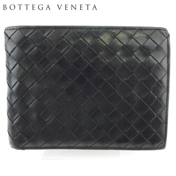 ボッテガ ヴェネタ 二つ折り 財布 希望者のみラッピング無料 ミニ財布 メンズ Veneta Bottega イントレチャート 中古
