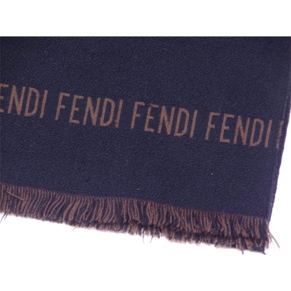 フェンディ Fendi マフラー フリンジ付き レディース バイカラー 中古 ロゴライン メンズ お得