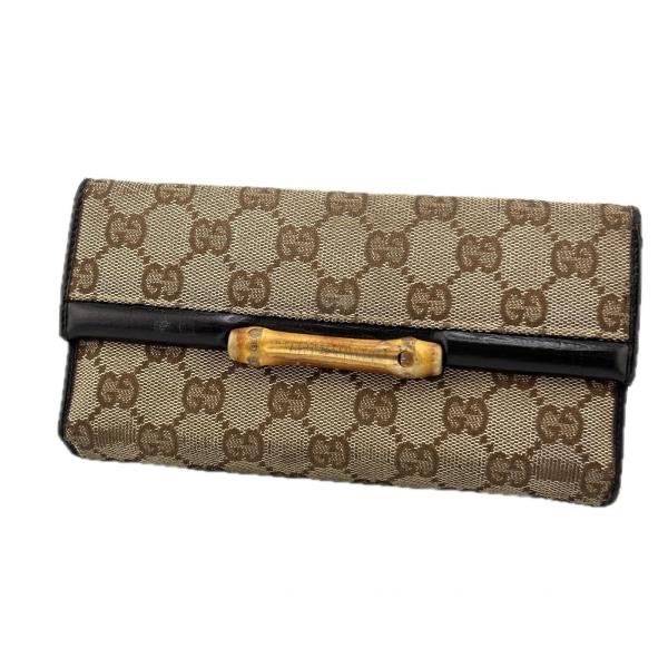 GUCCI グッチ GGキャンバス 3つ折り長財布　美品　1119-⑤ グッチ 長財布 三つ折り GGキャンバス