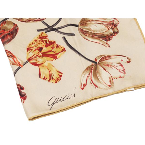 グッチ スカーフ ハンカチ 百貨店 レディース ミニスカーフ 中古 Gucci 花柄 フラワー