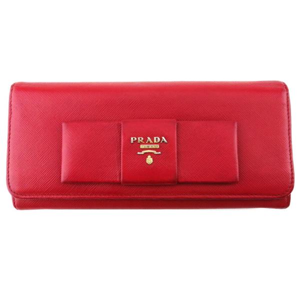 【BIGお買い物ラリー★30%OFFセール中】プラダ PRADA 長財布リボン フィオッコ ピンク ゴールド レディース 中古 PRADA（プラダ） 【年末ラストセール☆30%OFFクーポン】プラダ 長財布