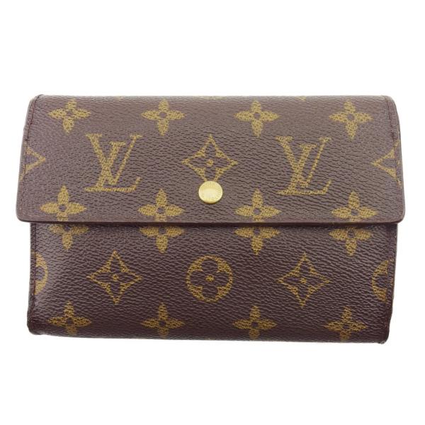 ルイヴィトン 折財布 モノグラム エテュイ パピエ ３つ折り ブラウン 茶 LOUIS VUITTON ルイ・ヴィトン 三つ折り財布 モノグラム ポルト