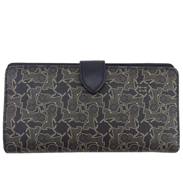 CELINE（セリーヌ） 長財布 馬車柄 サルキーライン グレー×ベージュ