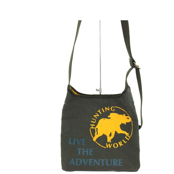 【BIGお買い物ラリー★30%OFFセール中】ハンティングワールド HUNTING WORLD ショルダーバッグリバーシブル ボルネオチャリティー カーキ イエロー レディース 中古 Xmasセール☆30%OFFクーポン】ハンティングワールド HUNTING WORLD