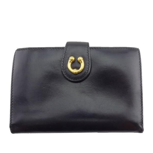 美品 GUCCI グッチ ホースシュー 折りたたみ財布 ブラック GUCCI（グッチ） 【30%OFFクーポン】グッチ 二つ折り財布 ホースシュー