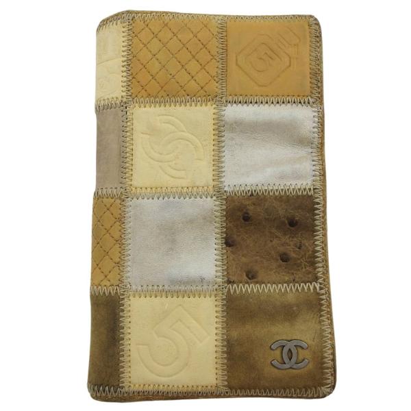 【BIGお買い物ラリー★30%OFFセール中】シャネル CHANEL 長財布パッチワーク アイコン ベージュ ブラウン系 レディース 中古 CHANEL（シャネル） 【年末ラストセール☆30%OFFクーポン】シャネル 長