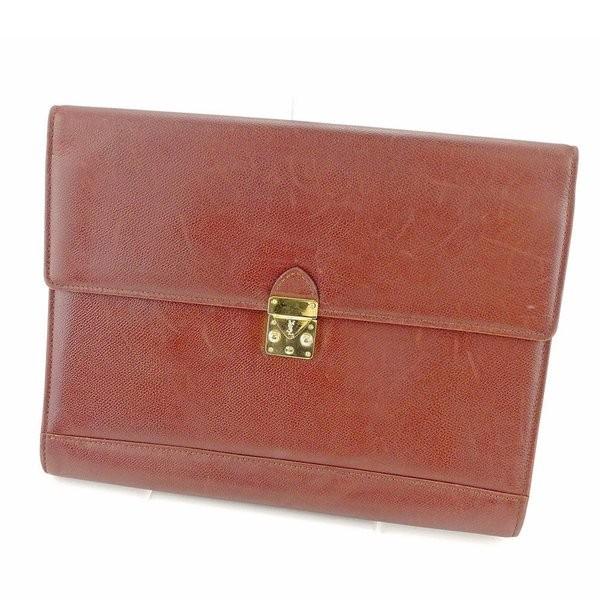 サンローラン Saint Laurent バッグ クラッチバッグ Yslロゴプレート レディース 中古 セール商品 ブラウン ゴールド Bag メンズ