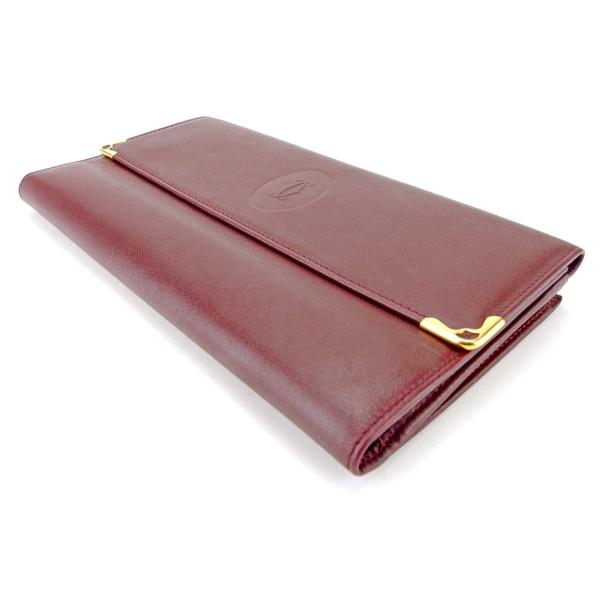 カルティエ Cartier 財布 長財布 マストライン 中古 卓越 メンズ ゴールド ボルドー レディース