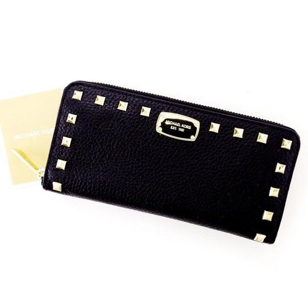 マイケルコース Michael Kors 財布 長財布 スタッズ 黒 公式通販 メンズ ブラック 中古 レディース 未使用品