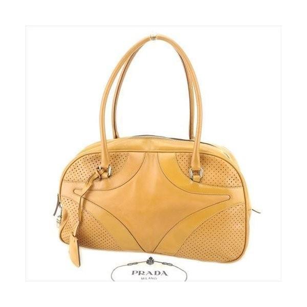 プラダ Prada バッグ ハンドバッグ パンチング ベージュ 中古 Bag 日本未発売 シルバー メンズ レディース