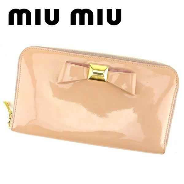 ミュウミュウ Miu Miu 財布 長財布 リボンモチーフ ピンク レディース 中古 Bosir Barcin Pl